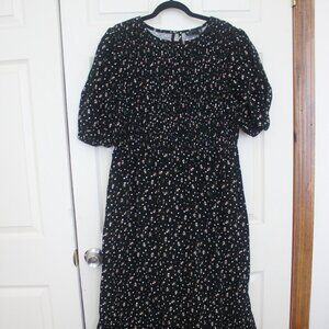 Whimsical ASOS Curve Black Corduroy Floral Nap Dress -- NWOT